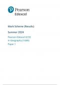 Pearson Edexcel GCSE In Geography (1GB0) Paper 1 mark scheme june 2024  1gb0-01