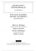 Test Bank for College Algebra: Graphs and Models, 6th edition by Marvin Bittinger, Judith Beecher, David Ellenbogen, Judith Penna, All Chapters