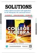 Solutions for College Algebra in Context with Applications for the Managerial, Life, and Social Sciences 6th Edition by  Ronald J. Harshbarger, Lisa S. Yocco, All Chapters