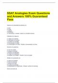 SSAT Analogies Exam Questions and Answers 100% Guaranteed Pass 