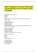 SSAT Analogies Test Bank 2024-2025 Actual Questions and Answers 100% Complete 