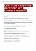 LMRT CORE REVIEW TEST QUESTIONS WITH CORRECT ANSWERS 