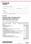 Actual 2024 AQA A-LEVEL DESIGN AND TECHNOLOGY: FASHION AND TEXTILES 7562/2 Paper 2 Designing and Making Principles Merged Question Paper + Mark Scheme