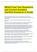 NEHA Final Test Questions and Correct Answers (Verified Answers) A Grade