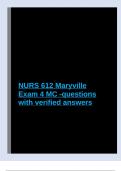 NURS 612 Maryville Exam 4 MC -questions with verified answers