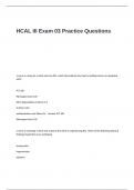 HCAL III Exam 03 Practice Questions and Answers