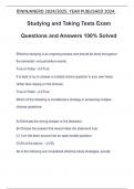 Studying and Taking Tests Exam Questions and Answers 100% Solved