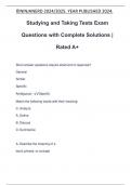 Studying and Taking Tests Exam Questions with Complete Solutions | Rated A+