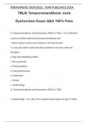 TMJD Temporomandibular Joint Dysfunction Exam Q&A 100% Pass