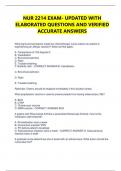 NUR 2214 EXAM- UPDATED WITH ELABORATED QUESTIONS AND VERIFIED ACCURATE ANSWERS   What signs and symptoms made the chemotherapy nurse realize her patient is experiencing an allergic reaction? Select all that apply:  A. Temperature of 102 degrees F B. Vasod