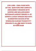 CON 1100V - FINAL EXAM WITH  ACTUAL  QUESTIONS AND COMPLETE 100%CORRECT ANSWERS WITH VERIFIED AND WELLEXPLAINED RATIONALES ALREADY GRADED A+ BY EXPERTS |LATEST VERSION 2024 WITH GUARANTEED SUCCESS AFTER DOWNLOAD ALREADY PASSED!!!!!!! (PROVEN ITS ALL YOU N