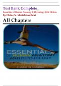 Test Bank Complete_ Essentials of Human Anatomy & Physiology 10th Edition, By Elaine N. Marieb (Author) All Chapters| Verified Answers 