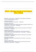   MPJE – Michigan Questions And Answers 100% Verified.