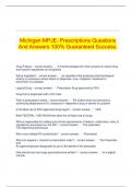 Michigan MPJE- Prescriptions Questions And Answers 100% Guaranteed Success.