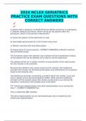 2024 NCLEX GERIATRICS PRACTICE EXAM QUESTIONS WITH CORRECT ANSWERS