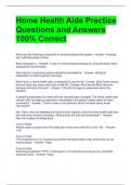 Home Health Aide Practice Questions and Answers 100% Correct