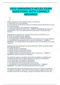 2024 GERIATRICS NCLEX EXAM QUESTIONS WITH CORRECT ANSWERS