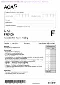 Actual 2024 AQA GCSE FRENCH 8658/RF Paper 3 Reading Foundation Tier Merged Question Paper + Mark Scheme 44. Actual 20