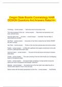  Oregon State Boards Cosmetology HAIR DESIGN Questions And Answers Rated A+.