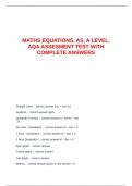 MATHS EQUATIONS, AS, A LEVEL. AQA ASSESMENT TEST WITH COMPLETE ANSWERS.