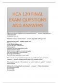 HCA 120 FINAL EXAM QUESTIONS AND ANSWERS