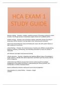 HCA EXAM 1 STUDY GUIDE