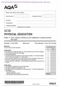 Actual 2024 AQA GCSE PHYSICAL EDUCATION 8582/2 Paper 2 Socio-cultural influences and wellbeing in physical activity and sport Merged Question Paper + Mark Scheme