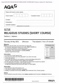 Actual 2024 AQA GCSE RELIGIOUS STUDIES (SHORT COURSE) 8061/4 Section 4: Judaism Merged Question Paper + Mark Scheme