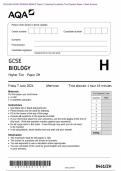 Actual 2024 AQA GCSE BIOLOGY 8461/2H Paper 2 Higher Tier Merged Question Paper + Mark Scheme