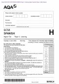 Actual 2024 AQA GCSE SPANISH 8698/LH Paper 1 Listening Higher Tier Merged Question Paper + Mark Scheme (with Listening Test Transcript)