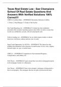 Texas Real Estate Law - Sae Champions School Of Real Estate Questions And Answers With Verified Solutions 100% Correct!!!
