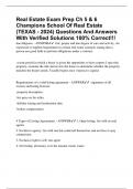 Real Estate Exam Prep Ch 5 & 6 Champions School Of Real Estate (TEXAS - 2024) Questions And Answers With Verified Solutions 100% Correct!!!