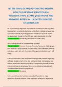 NR 668 FINAL EXAM | PSYCHIATRIC-MENTAL HEALTH CAPSTONE PRACTICUM & INTENSIVE FINAL EXAM | QUESTRIONS AND ANSWERS RATED A+ | UPDATED 2024/2025 | CHAMBERLAIN 