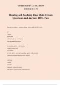 Hearing Aid Academy Final Quiz-1 Exam Questions And Answers 100% Pass