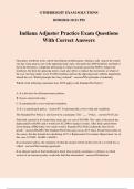 Indiana Adjuster Practice Exam Questions With Correct Answers