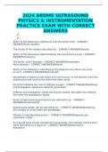 2024 ARDMS ULTRASOUND PHYSICS & INSTRUMENTATION PRACTICE EXAM WITH CORRECT ANSWERS