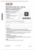 Actual 2024 OCR GCSE Combined Science B Twenty First Century Science J260/02: Chemistry (Foundation Tier) Merged Question Paper + Mark Scheme + Data Sheet