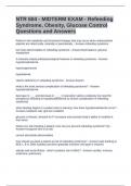 NTR 604 - MIDTERM EXAM - Refeeding Syndrome, Obesity, Glucose Control Questions and Answers