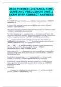 2024 PHYSICS (DISTANCE, TIME, WAVE AND FREQUENCY) UNIT 1 EXAM WITH CORRECT ANSWERS