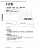 Actual 2024 OCR GCSE Religious Studies J625/03: Judaism Beliefs and teachings & PracticesMerged Question Paper + Mark Scheme