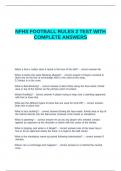 NFHS FOOTBALL RULES 2 TEST WITH COMPLETE ANSWERS