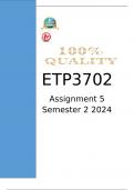 ETP3702 Assignment 5 (COMPLETE ANSWERS) Semester 2 2024 - Course Entrepreneurship IIIB (ETP3702)