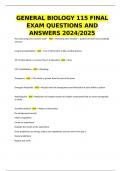 GENERAL BIOLOGY 115 FINAL EXAM QUESTIONS AND ANSWERS 2024/2025