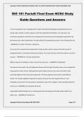 BIO 181 Paciulli Final Exam NCSU Study Guide Questions and Answers