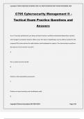 C795 Cybersecurity Management II – Tactical Exam Practice Questions and Answers