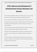 C795- Cybersecurity Management II (Tactical) Exam Practice Questions and Answers