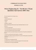 Power Engineering 4A - Test Review 1 Exam Questions And Answers 100% Pass