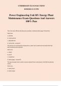 Power Engineering Unit B5: Energy Plant Maintenance Exam Questions And Answers 100% Pass