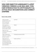 WGU C839 OBJECTIVE ASSESSMENT 2 LATEST VERSIONS (VERSION A & B) 2024-2025 /WGU C839 INTRODUCTION TO CRYPTOGRAPHY OA ACTUAL EXAM 130 QUESTIONS AND CORRECT ANSWERS