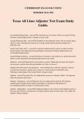 Texas All Lines Adjuster Test Exam Study Guide.